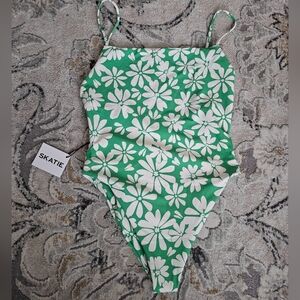 RESA Green and White Retro Floral One Piece